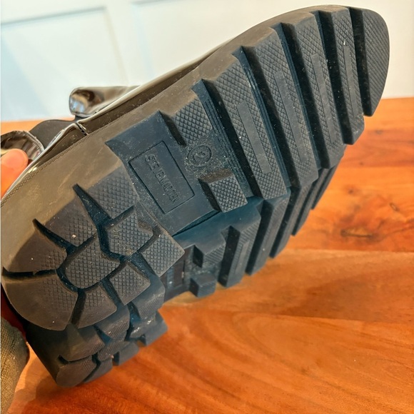 Steve Madden Girls Hether Chelsea Boots Black Patent Size 3 Chunky Goth Grunge - Picture 6 of 6